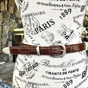 Vintage Brown Faux Leather Belt w/ Silver Buckle